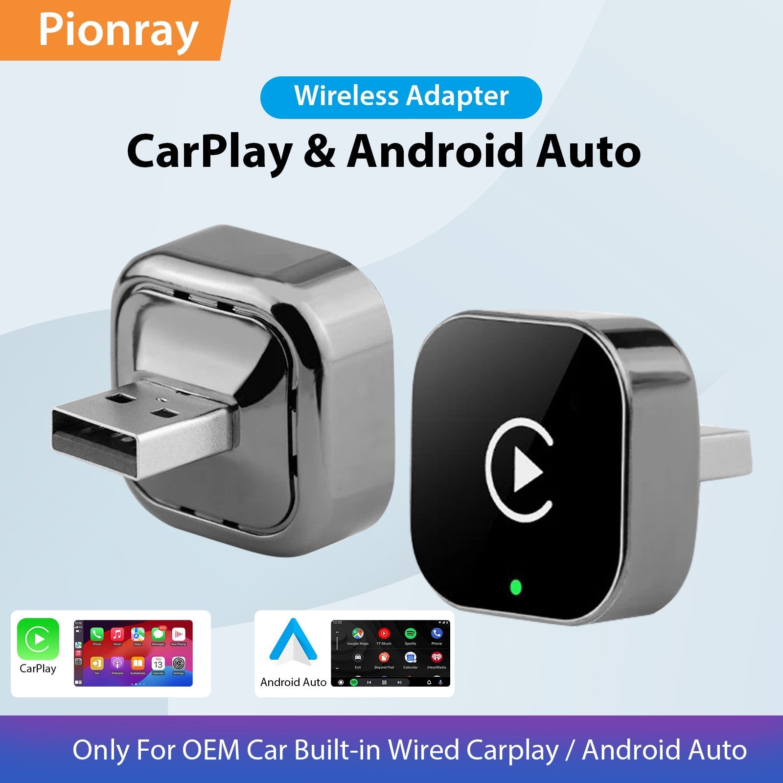 Wireless CarPlay Adapter Pionray 2-in-1